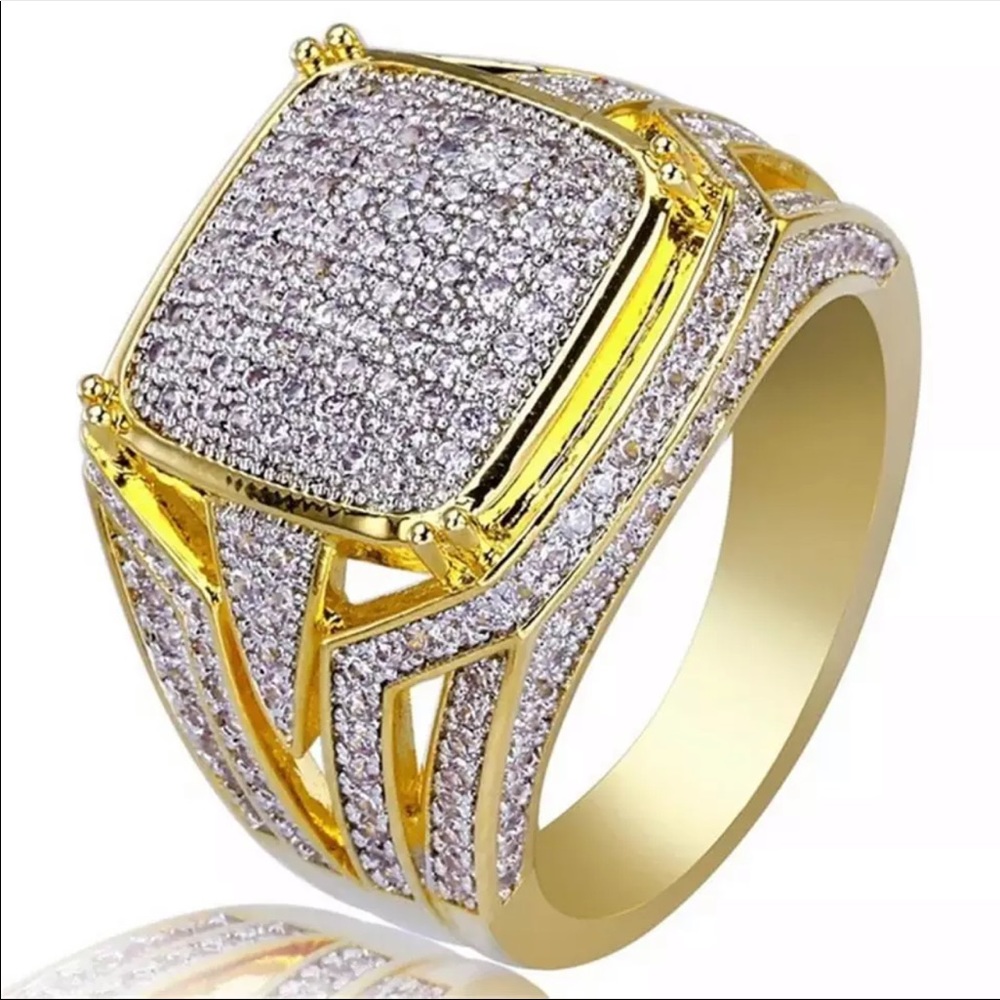 Luxury White Rhinestone Inlay Two Tone Party Ring